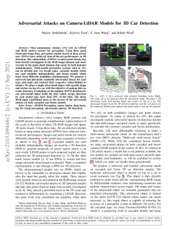 Adversarial Attacks on Camera-LiDAR Models for 3D Car Detection