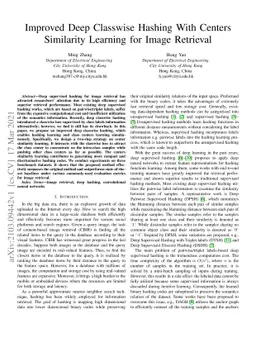 Improved Deep Classwise Hashing With Centers Similarity Learning for
  Image Retrieval