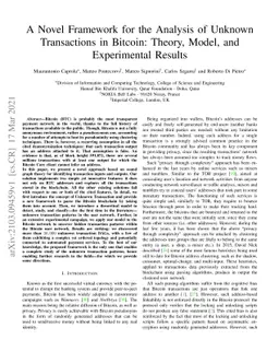 A Novel Framework for the Analysis of Unknown Transactions in Bitcoin:
  Theory, Model, and Experimental Results