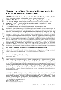 Dialogue History Matters! Personalized Response Selectionin Multi-turn
  Retrieval-based Chatbots