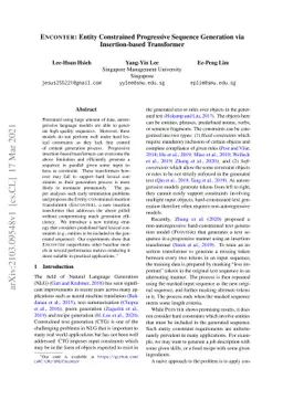 ENCONTER: Entity Constrained Progressive Sequence Generation via
  Insertion-based Transformer