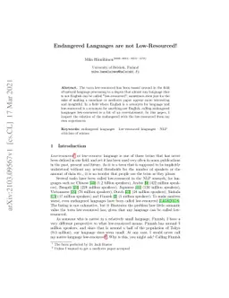 Endangered Languages are not Low-Resourced!