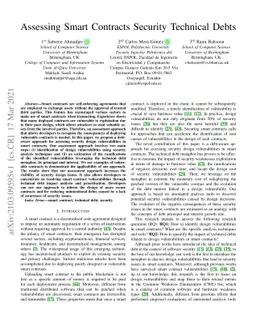 Assessing Smart Contracts Security Technical Debts