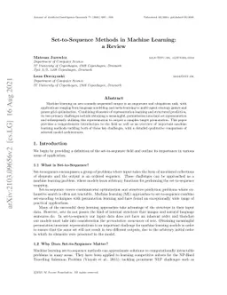 Set-to-Sequence Methods in Machine Learning: a Review