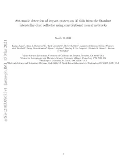 Automatic detection of impact craters on Al foils from the Stardust
  interstellar dust collector using convolutional neural networks