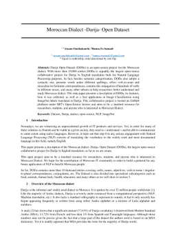 Moroccan Dialect -Darija- Open Dataset