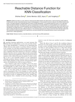 Reachable Distance Function for KNN Classification