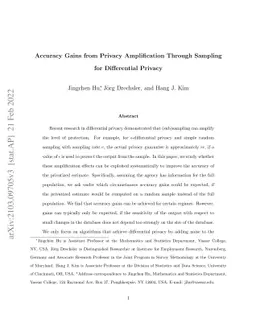 Accuracy Gains from Privacy Amplification Through Sampling for
  Differential Privacy