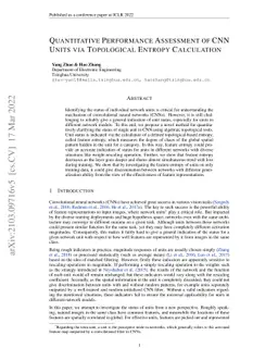 Quantitative Performance Assessment of CNN Units via Topological Entropy
  Calculation