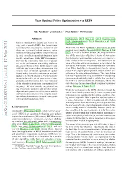 Near Optimal Policy Optimization via REPS