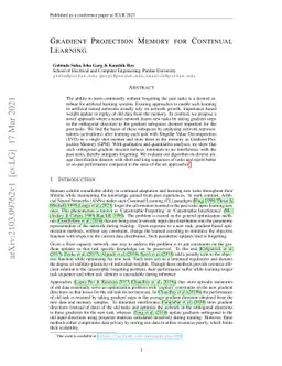 Gradient Projection Memory for Continual Learning