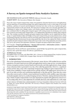 A Survey on Spatio-temporal Data Analytics Systems