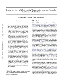 Transformer-based ASR Incorporating Time-reduction Layer and Fine-tuning
  with Self-Knowledge Distillation