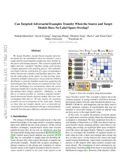 Can Targeted Adversarial Examples Transfer When the Source and Target
  Models Have No Label Space Overlap?