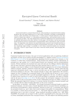 Encrypted Linear Contextual Bandit