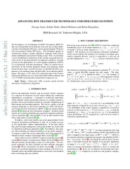 Advancing RNN Transducer Technology for Speech Recognition