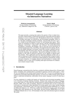 Situated Language Learning via Interactive Narratives