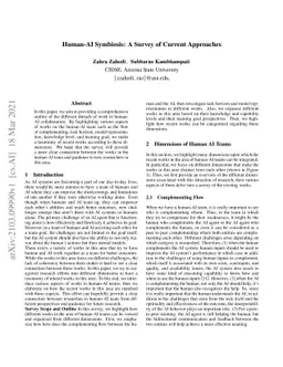 Human-AI Symbiosis: A Survey of Current Approaches