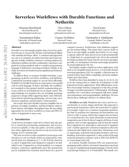 Serverless Workflows with Durable Functions and Netherite