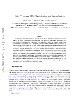 Noisy Truncated SGD: Optimization and Generalization