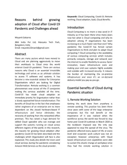 Reasons behind growing adoption of Cloud after Covid-19 Pandemic and
  Challenges ahead