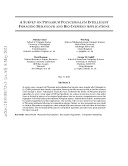 A Survey on Physarum Polycephalum Intelligent Foraging Behaviour and
  Bio-Inspired Applications