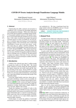 COVID-19 Tweets Analysis through Transformer Language Models