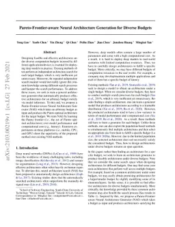 Pareto-Frontier-aware Neural Architecture Generation for Diverse Budgets