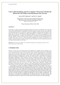 Color-Coded Symbology and New Computer Vision Tool to Predict the
  Historical Color Pallets of the Renaissance Oil Artworks
