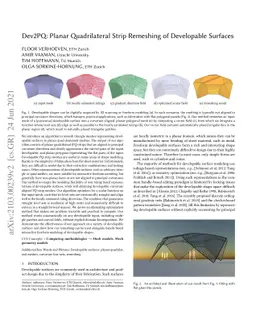 Dev2PQ: Planar Quadrilateral Strip Remeshing of Developable Surfaces