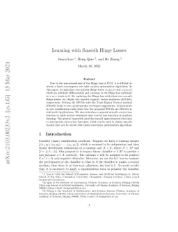 Learning with Smooth Hinge Losses