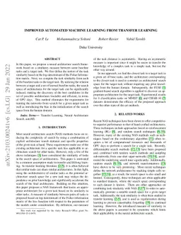 Improved Automated Machine Learning from Transfer Learning