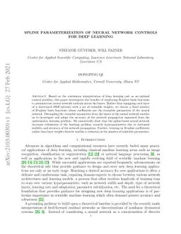 Spline parameterization of neural network controls for deep learning