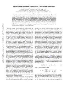 Neural Network Approach to Construction of Classical Integrable Systems