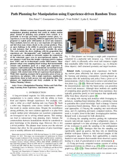 Path Planning for Manipulation using Experience-driven Random Trees