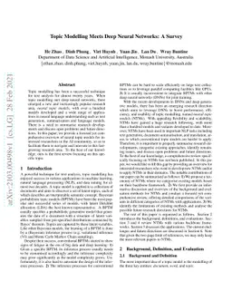 Topic Modelling Meets Deep Neural Networks: A Survey