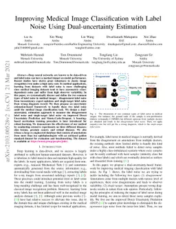 Improving Medical Image Classification with Label Noise Using
  Dual-uncertainty Estimation