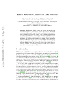 Formal Analysis of Composable DeFi Protocols