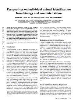 Perspectives on individual animal identification from biology and
  computer vision
