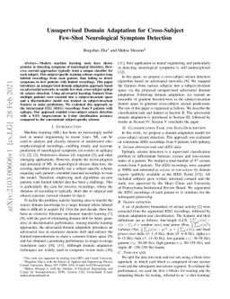 Unsupervised Domain Adaptation for Cross-Subject Few-Shot Neurological
  Symptom Detection