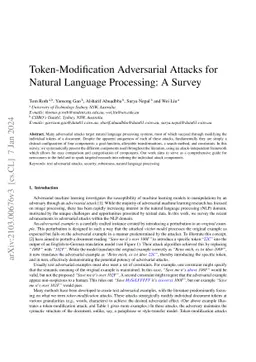 Token-Modification Adversarial Attacks for Natural Language Processing:
  A Survey