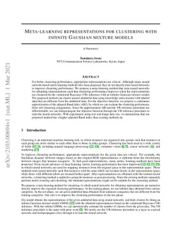 Meta-learning representations for clustering with infinite Gaussian
  mixture models
