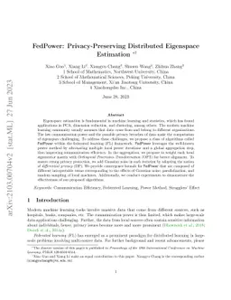 FedPower: Privacy-Preserving Distributed Eigenspace Estimation