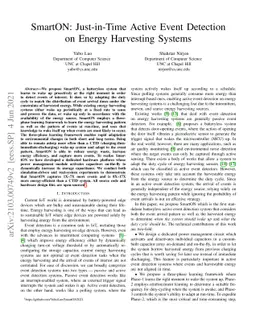 SmartON: Just-in-Time Active Event Detection on Energy Harvesting
  Systems