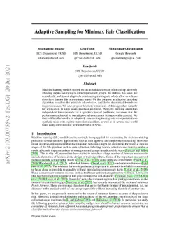 Adaptive Sampling for Minimax Fair Classification