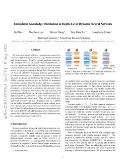 Embedded Knowledge Distillation in Depth-Level Dynamic Neural Network