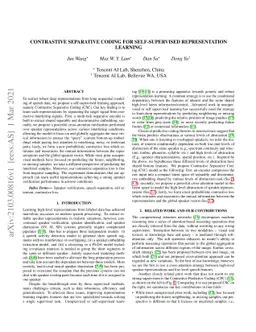Contrastive Separative Coding for Self-supervised Representation
  Learning