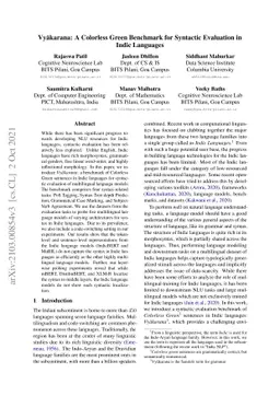Vyākarana: A Colorless Green Benchmark for Syntactic Evaluation in
  Indic Languages
