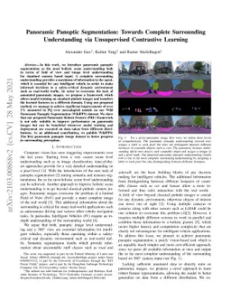 Panoramic Panoptic Segmentation: Towards Complete Surrounding
  Understanding via Unsupervised Contrastive Learning