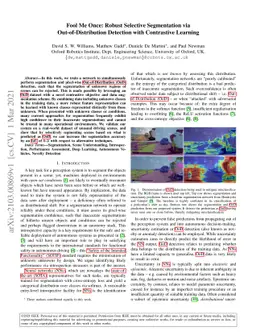 Fool Me Once: Robust Selective Segmentation via Out-of-Distribution
  Detection with Contrastive Learning